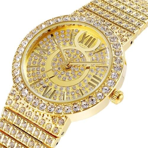 Luxury Full Diamond Womens Watch Crystal Ladies Bracelet Wrist Watches Clock relojes Quartz ladies watches for women 02