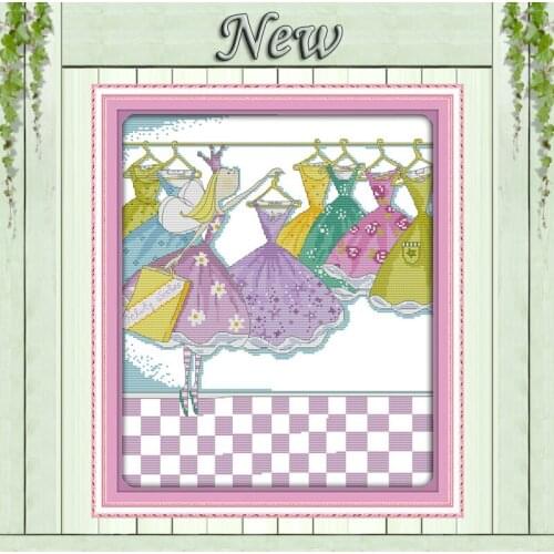 The little princess of new clothes cartoon counted printed on canvas DMC 11CT 14CT kits Cross Stitch embroidery needlework Sets