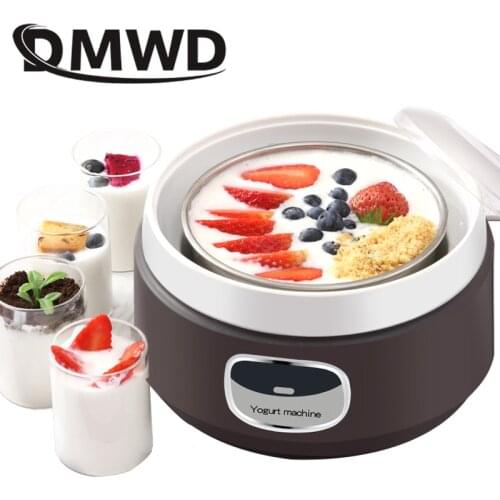DMWD household electric yogurt maker 1L automatic multifunctional DIY mini yogurt machine ,brown