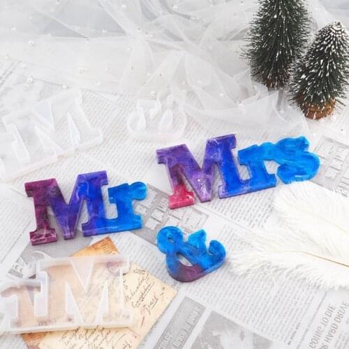 3 Pcs Handmade Alphabet Mr & Mrs Letter Resin Molds Kit Mr & Mrs Couple Epoxy Resin Casting Molds Art Craft Tools