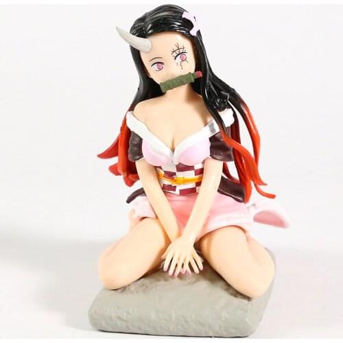 Demon Slayer Kimetsu no Yaiba Kamado Nezuko Kimono Sitting Posture PVC Figure Tanjirou Nezuko Ghosting Model