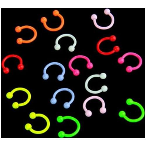 2 pieces 1.2x8x3mm Body Jewelry Nose Ring neon colors Circulars Horseshoes Eyebrow Rings fluorescence Tragus BCR Navel Piercing