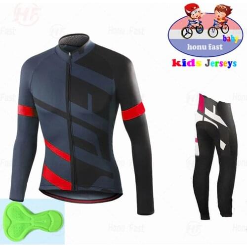 2022 Spring/Autumn Kids Cycling Jersey Set Maillot Ropa Ciclismo Quick Drying Boys Long Sleeve Bike Set Solid Color Bike Uniform
