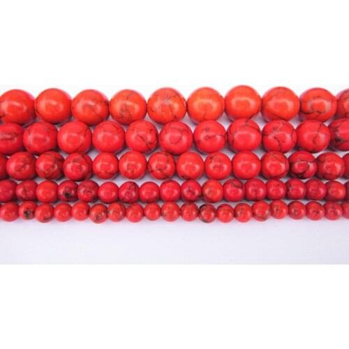 STENY Red color Gem natural stone jewelry findings loose beads howlite spacers beads necklace men bracelet wholesale lot
