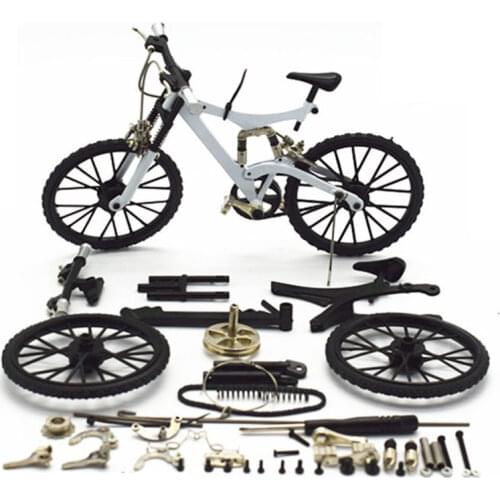 1/6 Scale New Diecast Alloy Bicycle DIY Assembled Bicycle Straight Handle Shockproof Mountain Bike Exquisite Model Kids' Toy