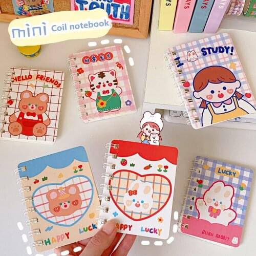 Yisuremia New 80 Sheets Kawaii Bear Mini Pocket Coil Journal Notebook Cute Diary Agenda Planner Memo Notepad School Stationery
