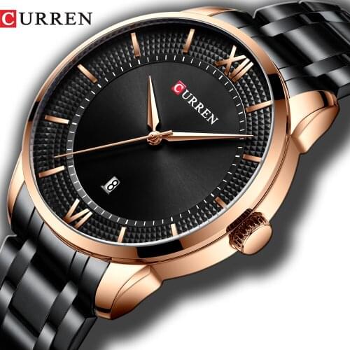 CURREN Mens Watches Top Brand Luxury Fashion Style Quartz Wrist Watch Auto Date Busines Stainless Steel Male Clock Reloj Hombre
