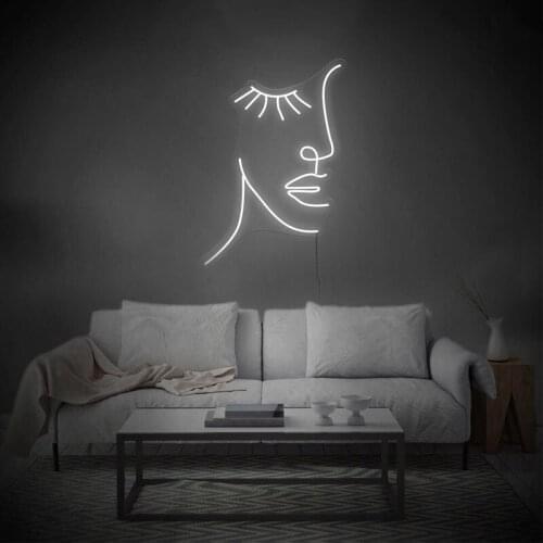 Custom Led Neon Sign Women Face Visual Art for Wall Hanging Sign Room Wall Decoration Beauty Barber Nail shop Girls Decor Gift