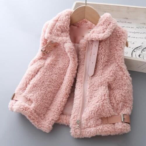 2020 New Fake Fur Vest Coats Girls Winter Coat Baby Kids Cotton Padded Thickening Warm Overcoats Children Clothing