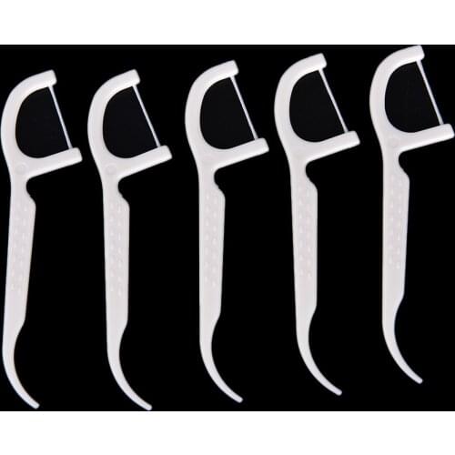 New 50Pcs/lot 3D Dental Floss Interdental Brush Teeth Stick Toothpicks Floss Pick Oral Hygiene Clean Health Care White