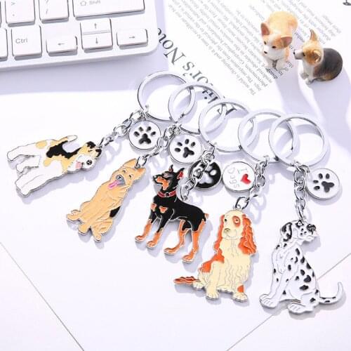 New Cute All Kinds of Dog method Keychain Cartoon Dripping Metal Charm Key Chain Car Key Ring Bag Pendant Custom Wholesale