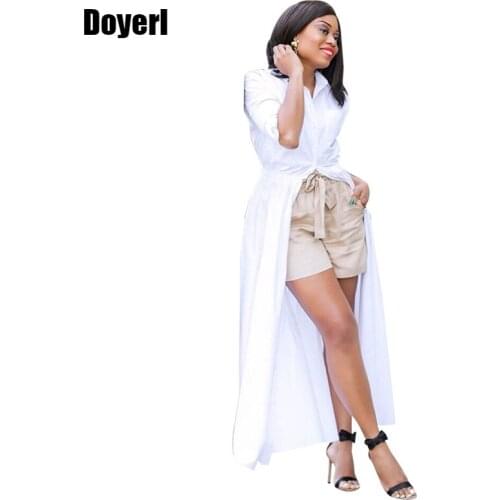 Autumn Long Sleeve White Shirt Dress Women Turn Down Collar Button Down Oversized Blouse Dress High Waist Maxi Shirt Dress 2020