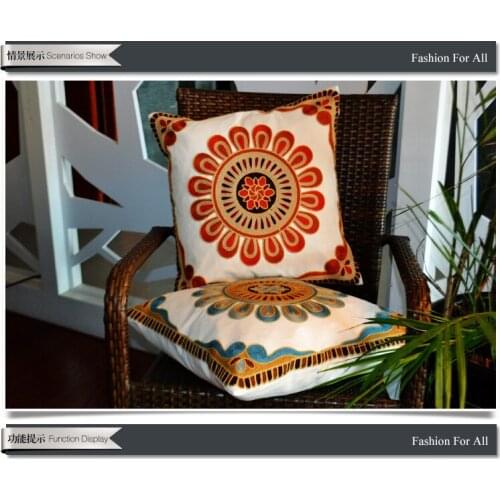 New national wind cotton embroidered pillow cushion 2 color