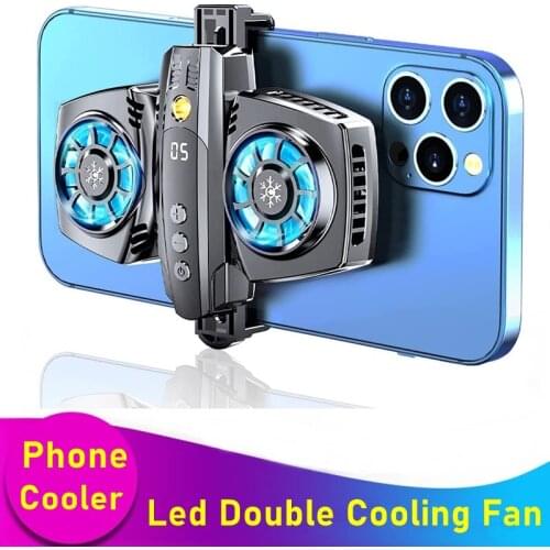 Mobile Phone Cooler Semiconductor Dual Cooling Fan Radiator with Color Led for Phone Game Holder Heat Sink for Iphone Xiaomi