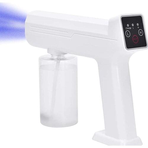 2pcs Portable Electric Sanitizer Sprayer Blue Light Rechargeable Nano Steam Water Spray Gun Home Disinfection Machine Atomizer