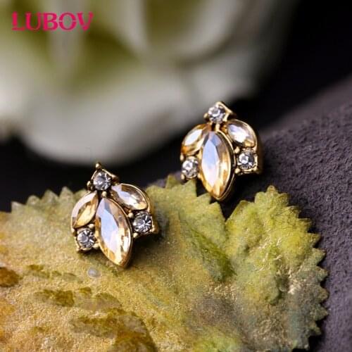 Transparent Champagne Color Mini Crystal Stud Earrings Fashion Acrylic Stone Piercing Earrings Women Jewelry Christmas Gift
