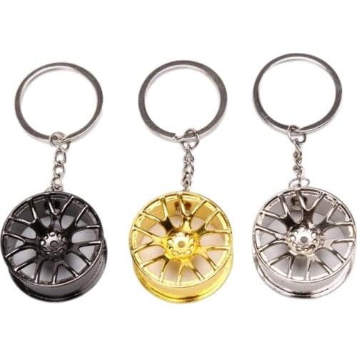 Luxury Genuine Metal Creative Wheel Rim Keychain Car Model Personality Bucket Key Ring Wheel Key Rings