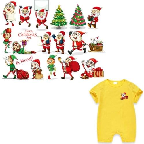Christmas Patches Clothes Stickers Fashion Heat Transfer Iron On Diy Accessory Patches Santa Claus Set