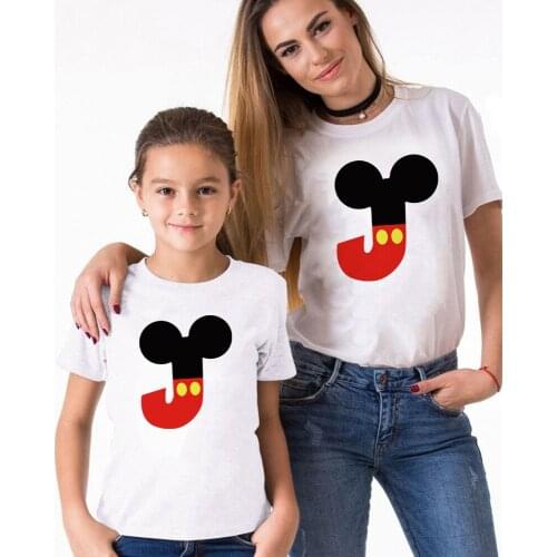 Family Look Mom And My Clothes T-Shirt Family Match Clothes Summer Mickey ABC Print T-Shirt Dad And Son Clothes Family Of Four