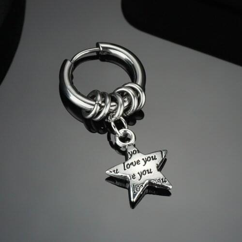 New Popular Stainless Steel Ear Stud Love You Dangle Earrings For Men/Women Punk Silvery Piercing Star Earring Jewelry Gift
