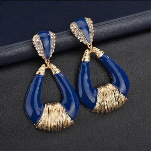 Large Water Drop Enamel Earrings For Women Girls Christmas Gifts Gold Color Alloy Boho Earring Fashion Wedding Jewelry Wholesale