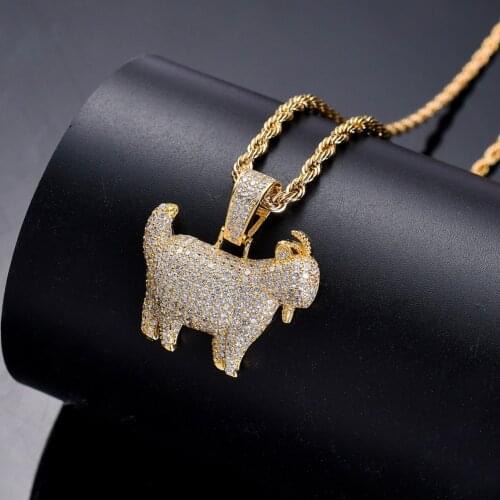 Bling bling Hip Hop Goat Pendant Copper Micro pave with CZ stones Necklace Jewelry for men and women CN051