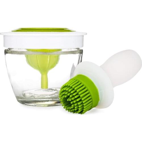 1PC Silicone Brush Baking Tools Glass Oil Pot Brush Heat Resisting BBQ Kitchen Tool Grill Oil Bottle Brushes Roast Meat