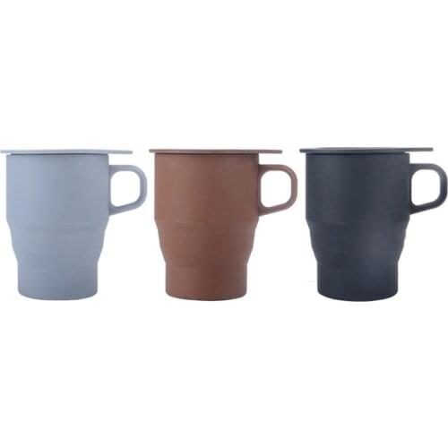 Silicone Collapsible Travel Cup Folding Camping Cup With Lids Expandable Drinking Portable Compression