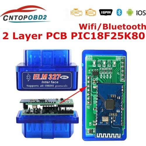 ELM327 Bluetooth V1.5 with Pic18f25k80 Chip WIFI ELM 327 V1.5 OBD2 Scanner Code Reader OBD2 ELM 327 V1.5 For IOS Android Window