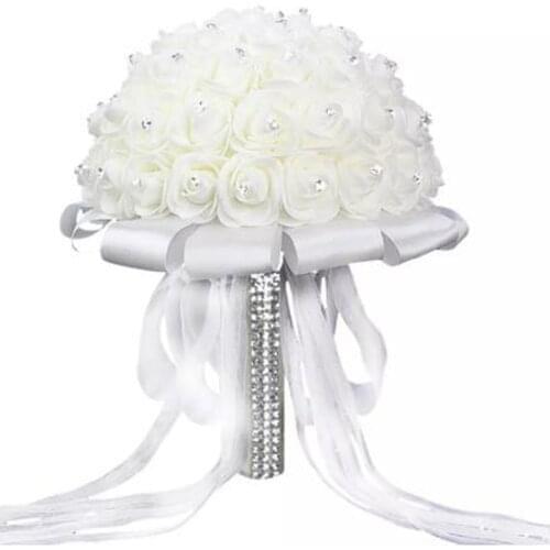 Wedding accessories Artificial Wedding Bouquets Hand Made Rose Flower Rhinestone Bridesmaid Bridal Wedding Bouquet de mariage