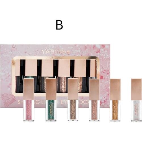 Six-color eye shadow liquid set diamond pearl glitter liquid eye shadow makeup set cosmetics