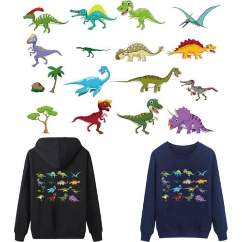 Jurassic Dinosaur Stickers Patches on Clothes Iron-on Transfers for Clothing Thermoadhesive Patch Fusible Diy Applique for Kids