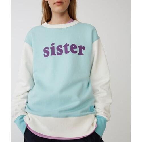 Cozy Colorblock Cotton Raglan Cropped Oversized Sweatshirt Unisex Crewneck Two-Tone Letter Flock Fleece Hoodie Family/Couple Top