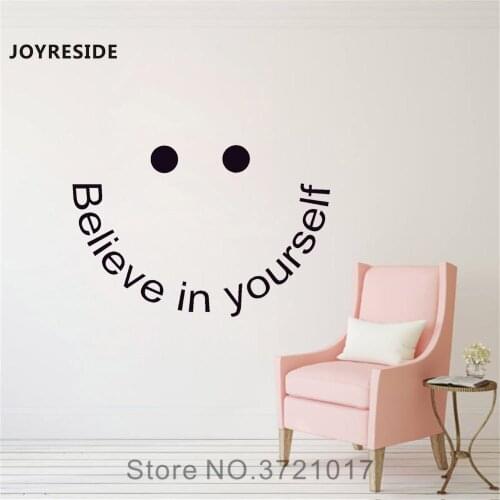 JOYRESIDE Quote Wall Believe In Yourself Decal Vinyl Sticker Teen Bedroom College Dorm Living Room Interior Art Decoration A065