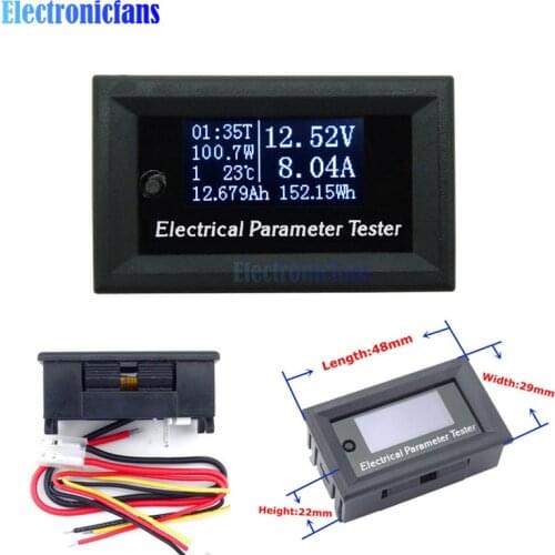 DC 100V/10A OLED Voltmeter Display Monitor Tester Current Voltage Meter Charger Ammeter Battery Power Supply Capacity Detection