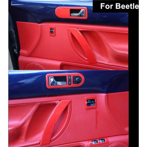 For VW Beetle 2001~2011 Parts Car Interior Door Handle Bowl Window Switch Button Cover Panel Stickers Decoration