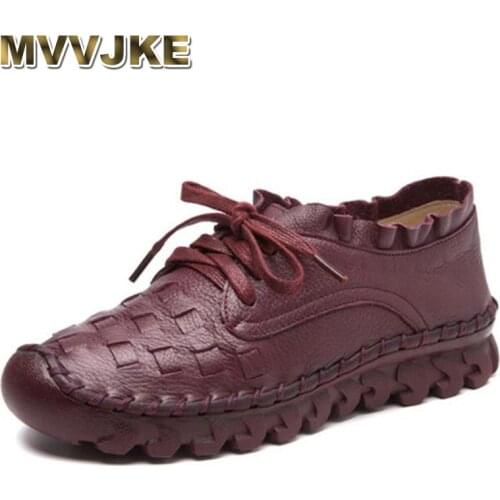 MVVJKE 2018 Fashion Women Shoes Handmade Genuine Leather Loafers Women Mixed Colors Casual shoes Soft Comfortable Shoes Women