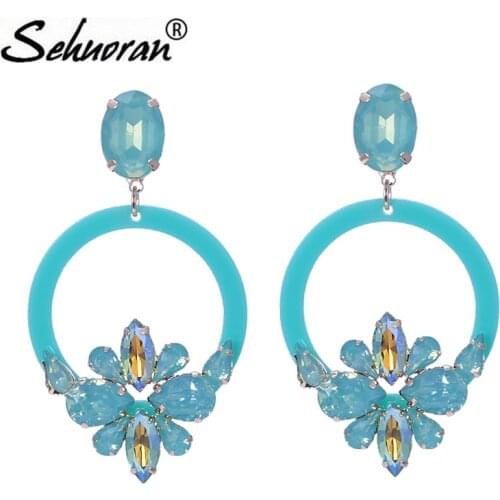 Sehuoran Oorbellen Crystal Stone Drop Earrings For Woman Brincos Resin Pendients Wedding Earrings Jewelry 2018 New Color