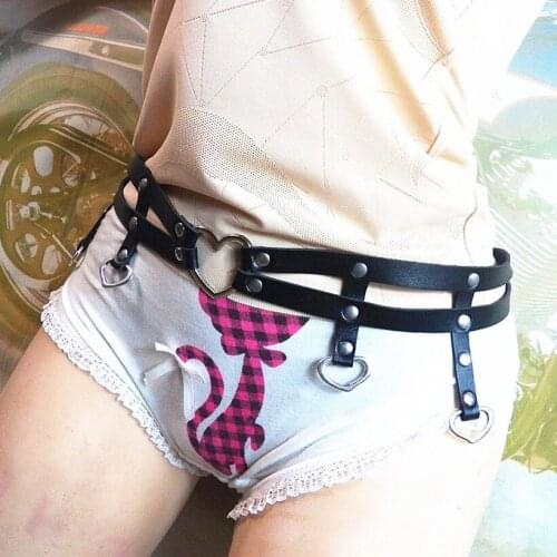 Women Harness Personalized Wide Waist Belt PU Circle Punk Gothic Chain Link Metal Strap KTV accessories waist chain belt