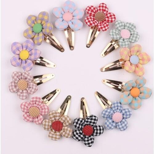 2Pcs/Set Cartoon Flower Hair Clips For Cute Girls Handmade Hairpins Sweet Princess Barrettes Headwear Kids Hair Accessories Gift