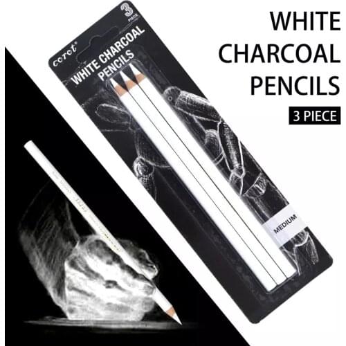 3Pcs White Highlight Sketch Charcoal Standard Pencil Set for Drawing Painting Office School Stationery Art Supplies