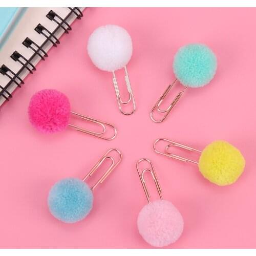 3PCS Modeling Paper Clips Metal Material Hairball Rose Gold Shape Bookmark Memo Clips Office Stationery Supplies