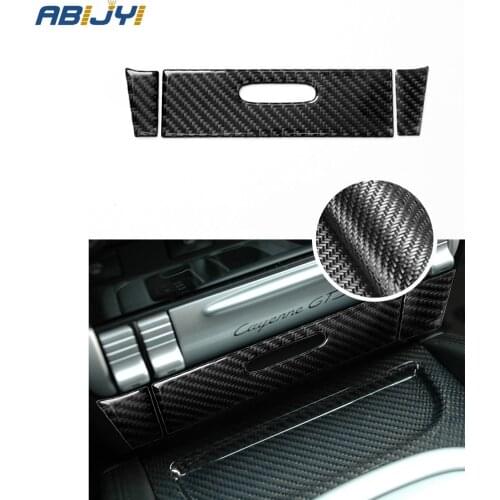 Car Accessories Car Stickers Carbon Fiber Cover Trim For Porsche Cayenne 2003-2010 Central Control Ashtray 3PCS