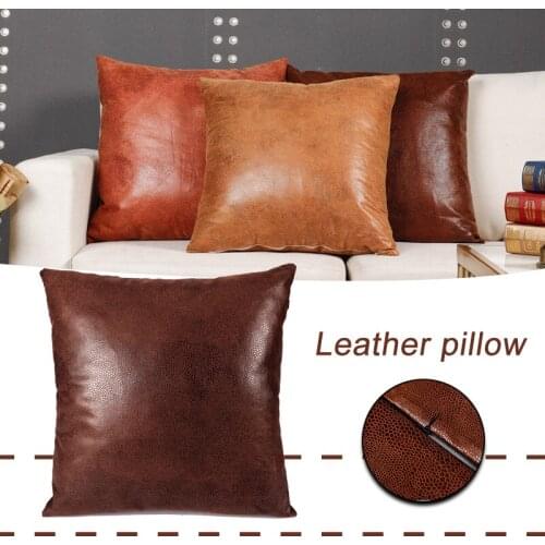 45*45cm Soft PU Artificial Leather Waterproof Cushion Cover Pillowcase Pillow Case Seat Sofa Solid Color Household Decoration
