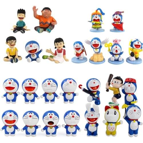 5-6-8-24 Pcs/Set Anime Kawaii Doraemon Machine Cat PVC PVC Action Figure Cartoon Animal Pet Model Toys Kids gift Brinquedos