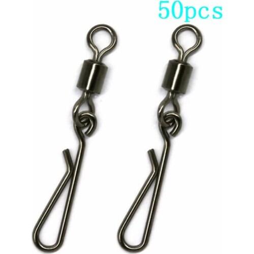 JOSHNESE 50pcs Fishing Swivels Rolling Swivel Interlock Snap Size 8/6/4/2 Hook Lure Connector Terminal Tackle Swivel Fishing