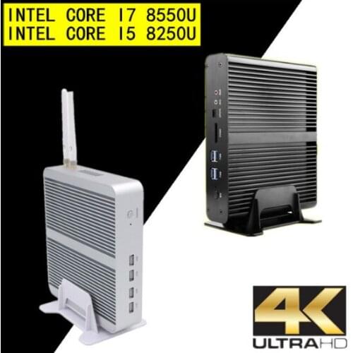 Fanless Nuc Mini PC i7 8550U i5 8250U Quad Core DDR4 RAM Mini Desktop Windows 10 Pro UHD 620 4K HTPC Wifi HDMI