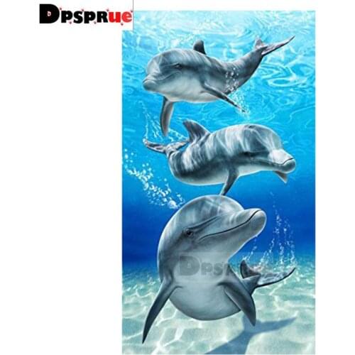 Dpsprue 5D Diy Diamond Painting Cross Stitch " Animal dolphins" Full Square Diamond Embroidery Kit Mosaic canvas painting Gift