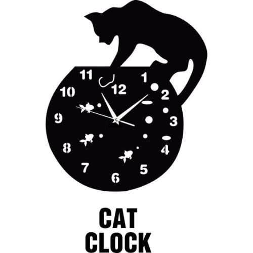 GZ002 Creative Kitten Wall Clock Stereo Acrylic Wall Clock Wall Clock Living Room Bedroom Background Wall Decoration