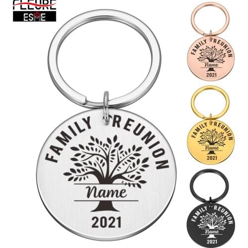 Customized Keychain Stainless Steel Fashion Gift for Family Father Mother Life Tree Lovers Jewelry Car Keys Keychain Accessories
